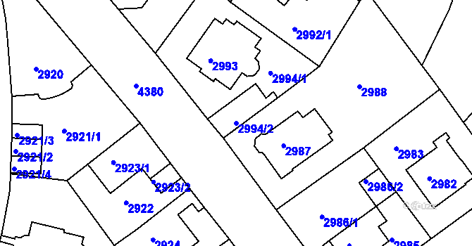 Parcela st. 2994/2 v KÚ Teplice, Katastrální mapa