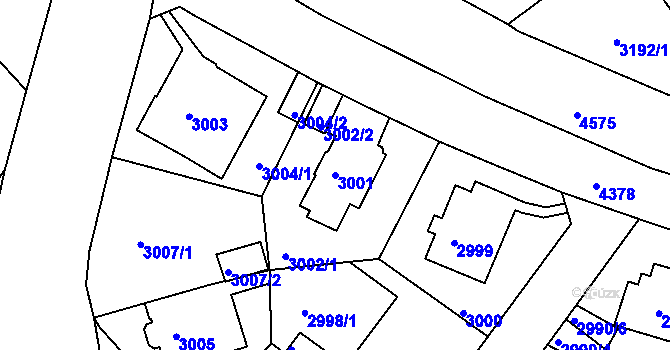 Parcela st. 3001 v KÚ Teplice, Katastrální mapa