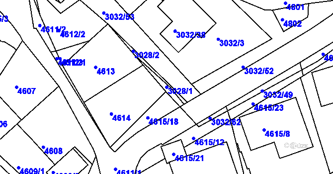 Parcela st. 3028/1 v KÚ Teplice, Katastrální mapa