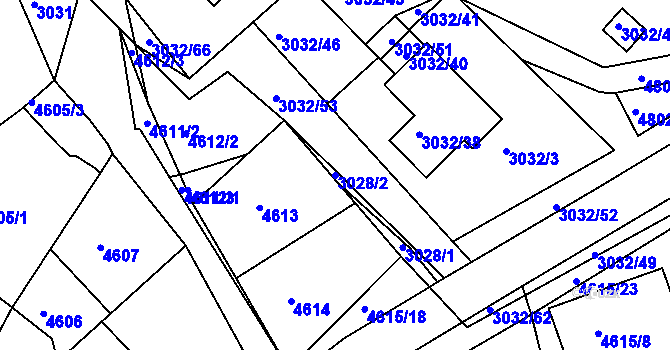 Parcela st. 3028/2 v KÚ Teplice, Katastrální mapa