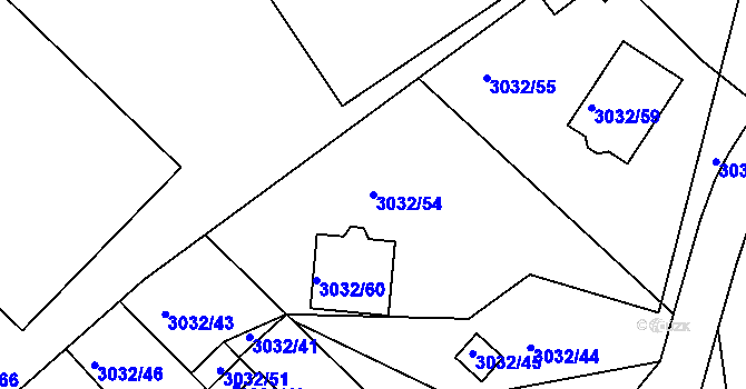 Parcela st. 3032/54 v KÚ Teplice, Katastrální mapa