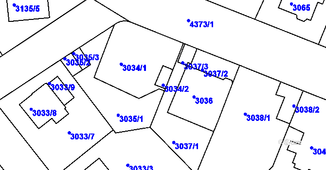 Parcela st. 3034/2 v KÚ Teplice, Katastrální mapa