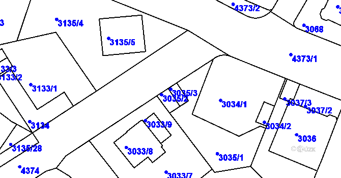 Parcela st. 3035/3 v KÚ Teplice, Katastrální mapa