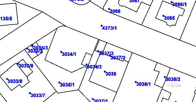 Parcela st. 3037/3 v KÚ Teplice, Katastrální mapa