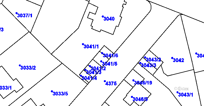 Parcela st. 3041/6 v KÚ Teplice, Katastrální mapa