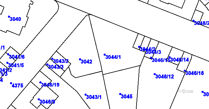 Parcela st. 3044/1 v KÚ Teplice, Katastrální mapa