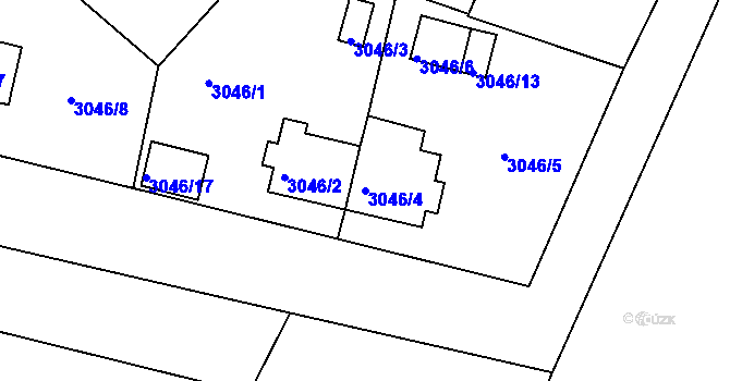 Parcela st. 3046/4 v KÚ Teplice, Katastrální mapa