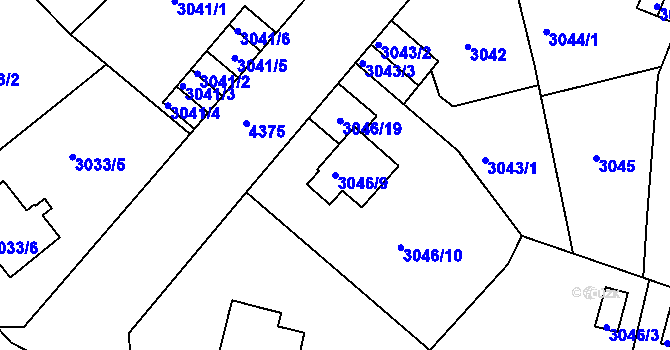 Parcela st. 3046/9 v KÚ Teplice, Katastrální mapa