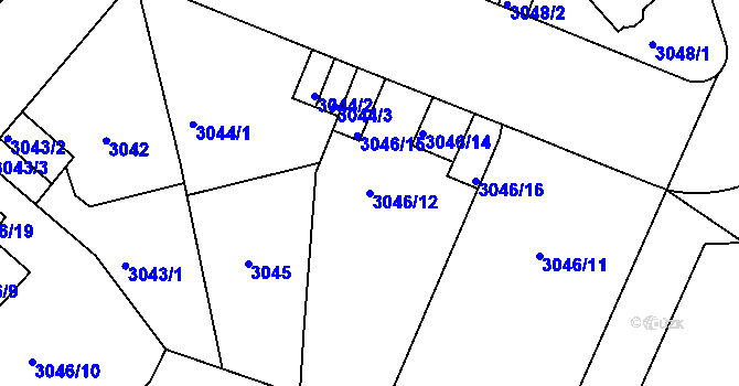 Parcela st. 3046/12 v KÚ Teplice, Katastrální mapa