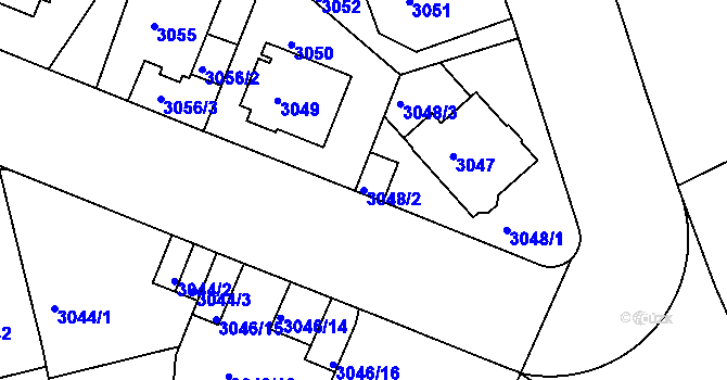 Parcela st. 3048/2 v KÚ Teplice, Katastrální mapa