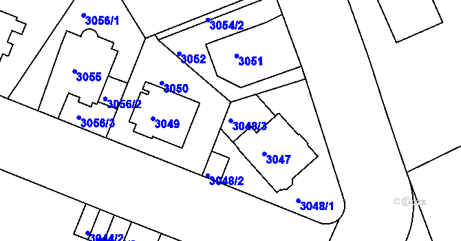 Parcela st. 3048/3 v KÚ Teplice, Katastrální mapa