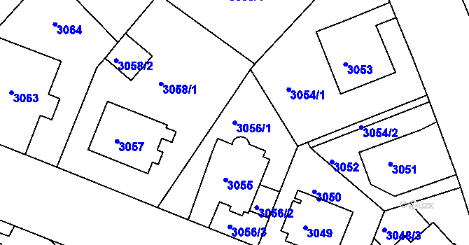 Parcela st. 3056/1 v KÚ Teplice, Katastrální mapa