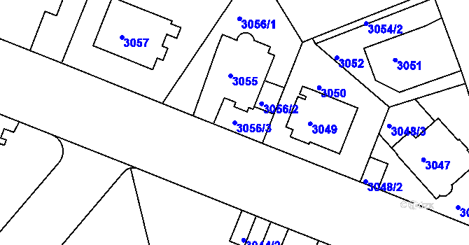Parcela st. 3056/3 v KÚ Teplice, Katastrální mapa