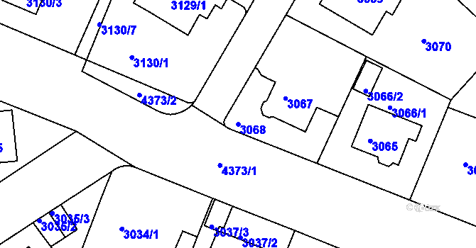 Parcela st. 3068 v KÚ Teplice, Katastrální mapa