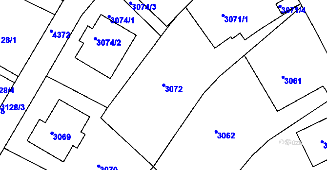 Parcela st. 3072 v KÚ Teplice, Katastrální mapa