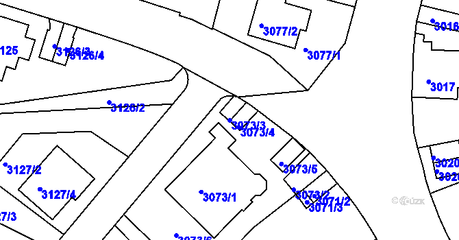 Parcela st. 3073/3 v KÚ Teplice, Katastrální mapa