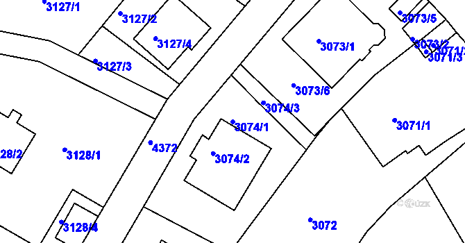 Parcela st. 3074/1 v KÚ Teplice, Katastrální mapa