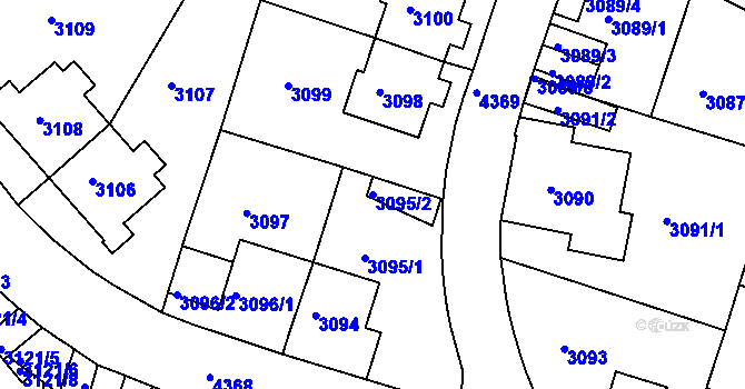 Parcela st. 3095/2 v KÚ Teplice, Katastrální mapa