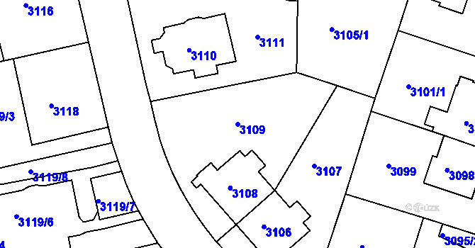 Parcela st. 3109 v KÚ Teplice, Katastrální mapa