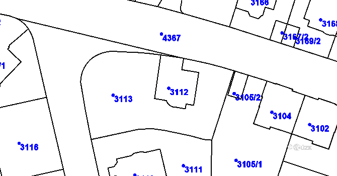 Parcela st. 3112 v KÚ Teplice, Katastrální mapa