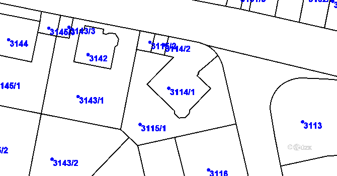 Parcela st. 3114/1 v KÚ Teplice, Katastrální mapa