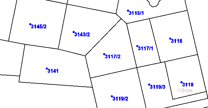 Parcela st. 3117/2 v KÚ Teplice, Katastrální mapa
