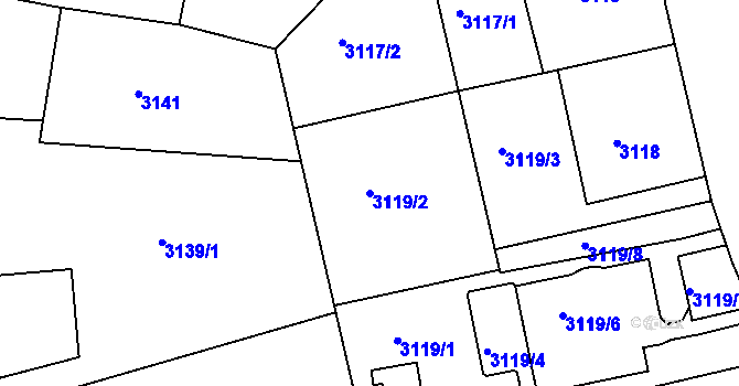 Parcela st. 3119/2 v KÚ Teplice, Katastrální mapa