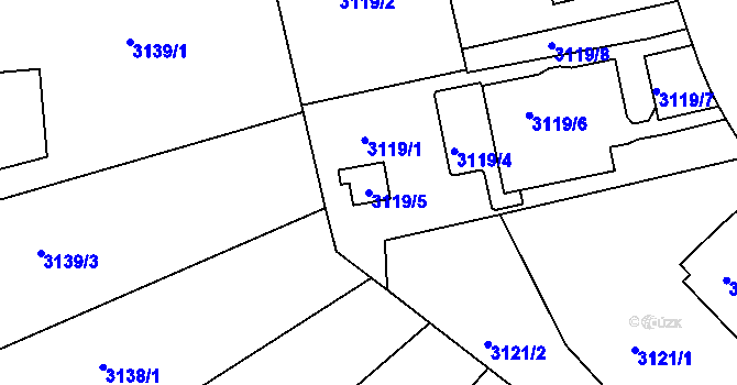 Parcela st. 3119/5 v KÚ Teplice, Katastrální mapa