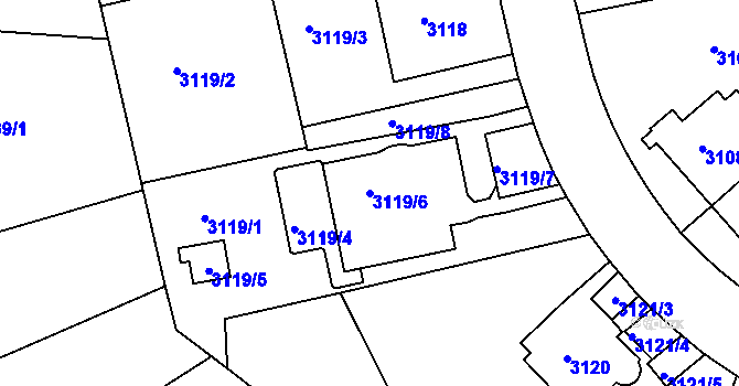 Parcela st. 3119/6 v KÚ Teplice, Katastrální mapa