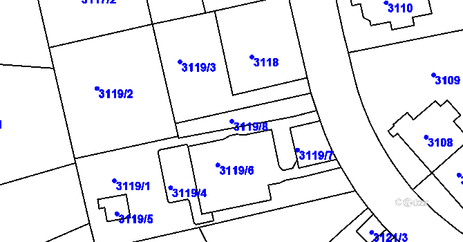 Parcela st. 3119/8 v KÚ Teplice, Katastrální mapa