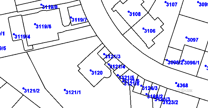 Parcela st. 3121/3 v KÚ Teplice, Katastrální mapa