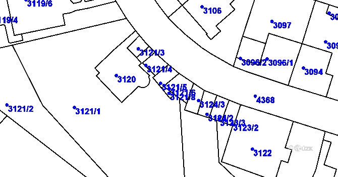Parcela st. 3121/6 v KÚ Teplice, Katastrální mapa