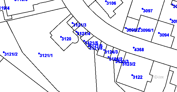 Parcela st. 3121/8 v KÚ Teplice, Katastrální mapa
