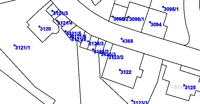 Parcela st. 3123/3 v KÚ Teplice, Katastrální mapa