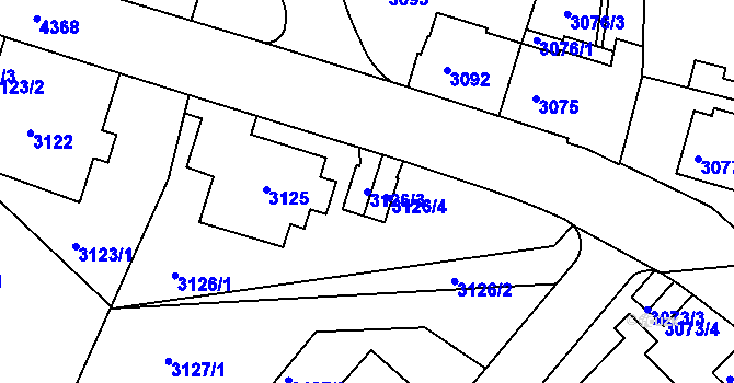 Parcela st. 3126/3 v KÚ Teplice, Katastrální mapa