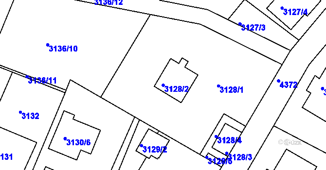 Parcela st. 3128/2 v KÚ Teplice, Katastrální mapa