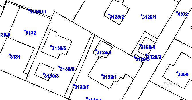 Parcela st. 3129/2 v KÚ Teplice, Katastrální mapa