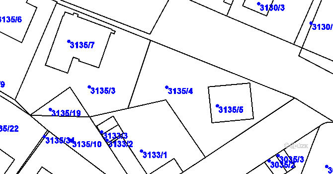 Parcela st. 3135/4 v KÚ Teplice, Katastrální mapa