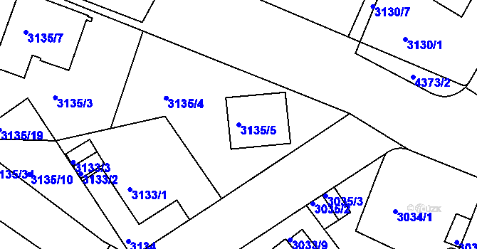 Parcela st. 3135/5 v KÚ Teplice, Katastrální mapa