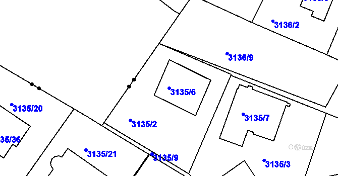 Parcela st. 3135/6 v KÚ Teplice, Katastrální mapa