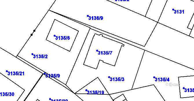 Parcela st. 3135/7 v KÚ Teplice, Katastrální mapa