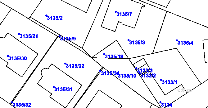 Parcela st. 3135/19 v KÚ Teplice, Katastrální mapa