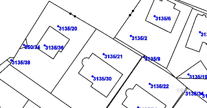 Parcela st. 3135/21 v KÚ Teplice, Katastrální mapa