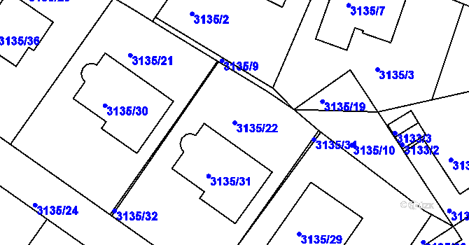 Parcela st. 3135/22 v KÚ Teplice, Katastrální mapa