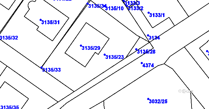 Parcela st. 3135/23 v KÚ Teplice, Katastrální mapa