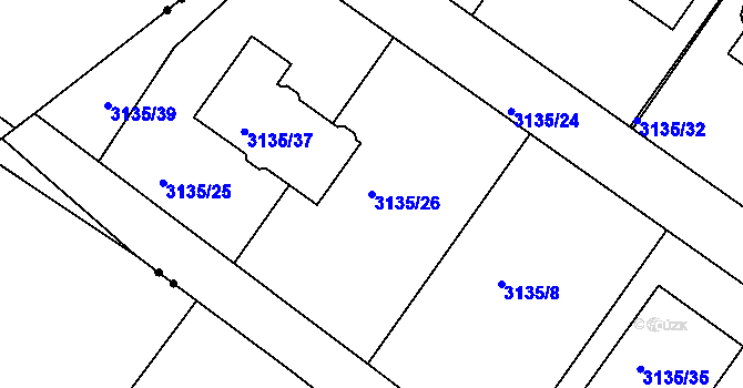Parcela st. 3135/26 v KÚ Teplice, Katastrální mapa