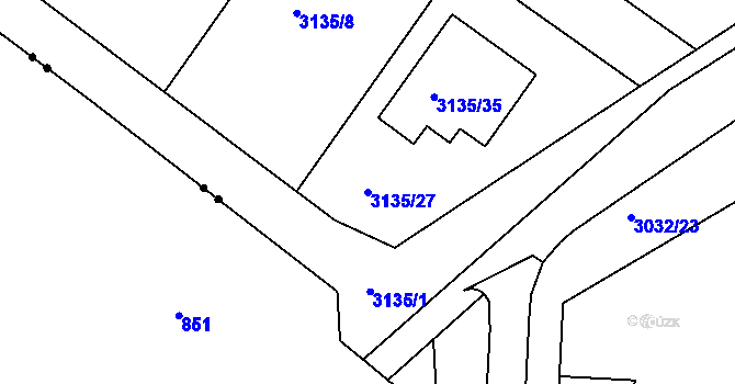 Parcela st. 3135/27 v KÚ Teplice, Katastrální mapa