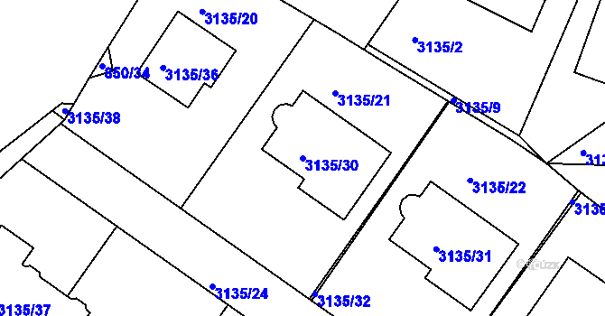 Parcela st. 3135/30 v KÚ Teplice, Katastrální mapa