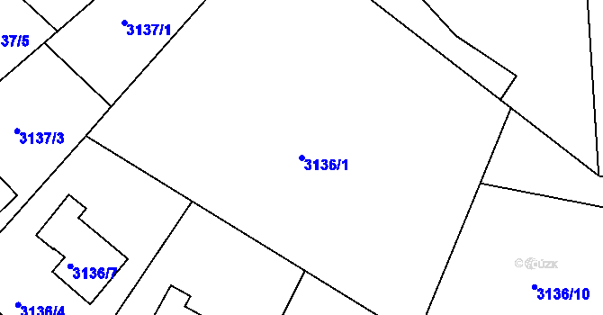 Parcela st. 3136/1 v KÚ Teplice, Katastrální mapa