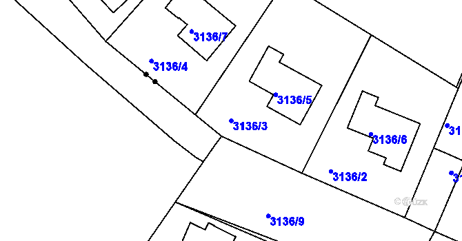 Parcela st. 3136/3 v KÚ Teplice, Katastrální mapa